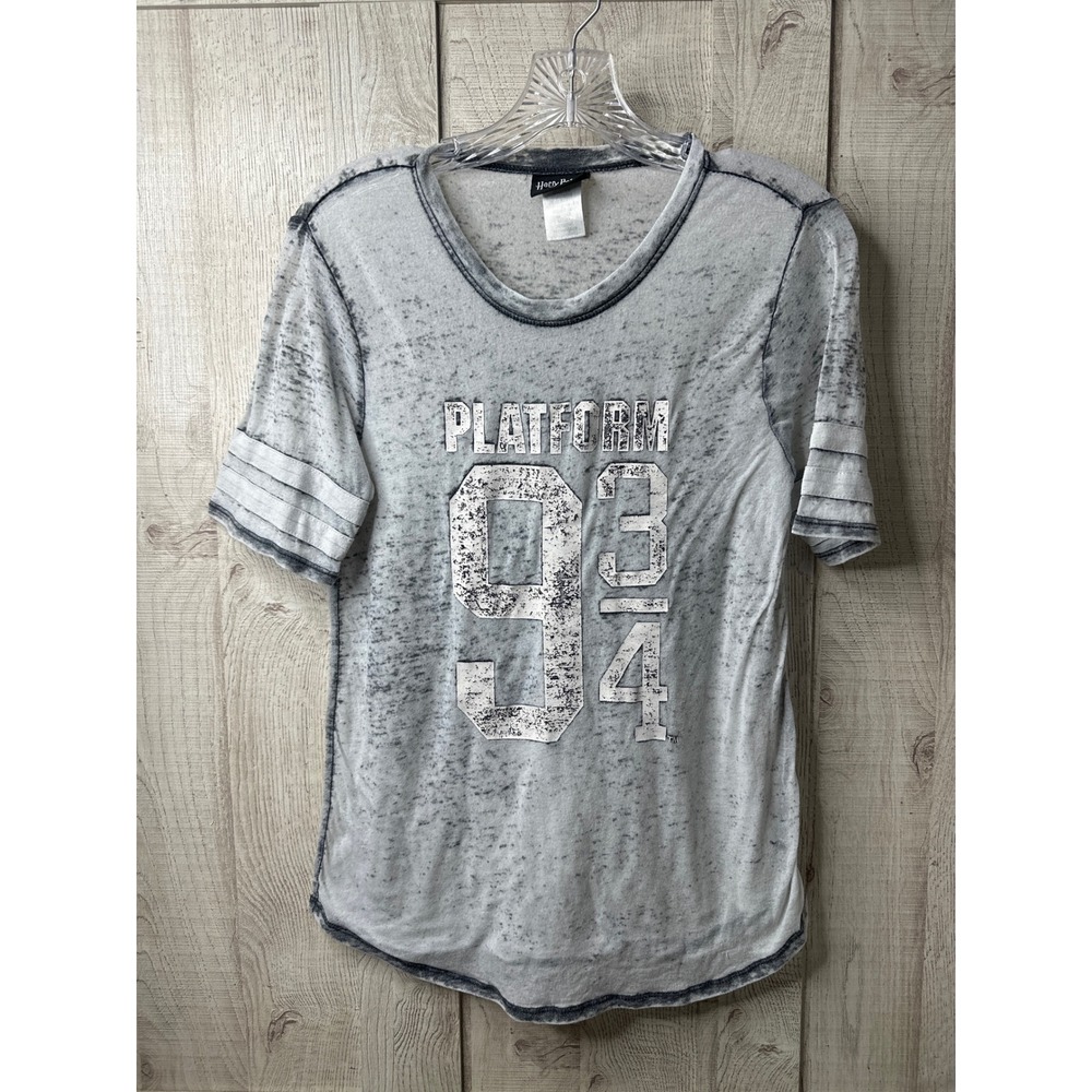 Harry Potter Platform 9 3/4 Burnout Graphic T-Shirt Grey White Small J7137HT